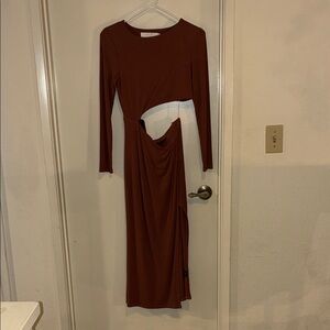 Astr Chic Brown Long Sleeve Dress